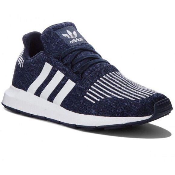 Adidas Swift Run Denim Sneakers B37118 Mens 6.5 Knit Blue Jean Navy - Picture 1 of 11